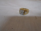 Mans 14kt Gold Size 10 Ring- 5.3gm- Diamonds