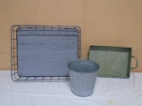 Wood and Wire Tray-Galvanized Tray-Small Bucket