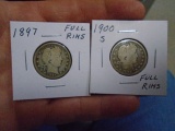 1897 & 1900 S Mint Barber Quarters