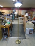 3 Way Brass and Glass Shade Floor Lamp