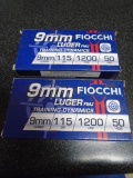 Fiocchi (2) 50 Round Boxes of 9 MM Luger