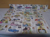 (30) Indy 500 and Famous People First Day of Issue Stamps w/ Cards