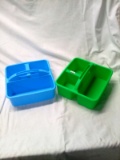 Two Plastic Carrying Divided Totes