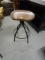 Industrial Wood Seat Bar Stool-Adjustable Height