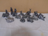 15pc Group of Pewter Animals and People