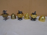 3 Pewter Eggs w/ Stands