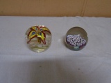 2 Art Glass Paperweights