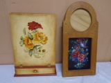 Hand Painted Frame and Letterholder w/ Drawer