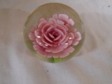 Glass Paperweight w/Flower