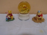 3 Piece Pooh Group w/Snowglobe