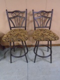 (2) Matching Metal Swivel Counter Height Stoolsw/ Cushioned Seats