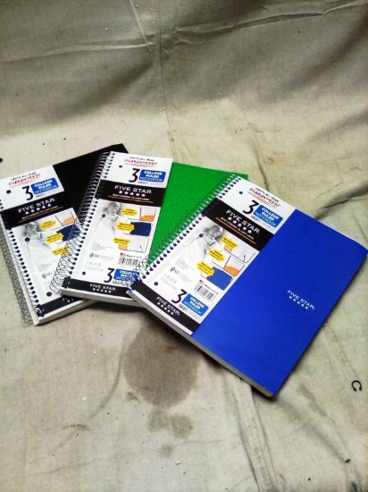 Five Star Three Subject Notebooks