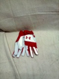 Under Armour Red and White Youth Md Batting Gloves