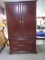 Cherry Finish Double Armoire w/Shelves and 2 Drawers