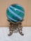 Glass Ball On Cast Iron Stand