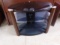 Like New Wood-Metal and Tempered Glass Flat Panel TV Stand