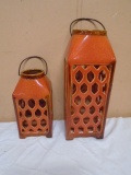 2 Pc. Set of Ceramic Candle Lanterns