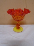 Amberina Glass Fluted Pedestal Bowl