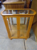Small Oak And Glass Entryway Curio Cabinet