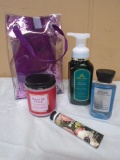 Brand New Ladies Bath Gift Set w/Hand Soap-Scented Candle-Body Wash-Hand Cream