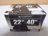 275 Round Box of Federal 22 LR Rimfire Cartridges