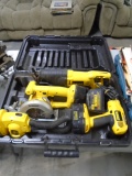 Dewalt 18 Volt Cordless Tool Set w/Drill-Circular Saw-Saws All-Light-Charger-3 Batteries and Case