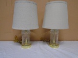 Matching Pair of Like New Glass Bedroom Lamps