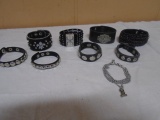 (3) Ladies Harley Davidson Bracelets and 6 Leather Cuff Bracelets