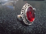 German Silver and Garnet Ring