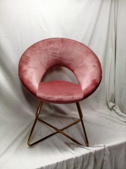 Faux Suede Round Accent Chair Rose Gold