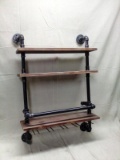 Industrial Pipeand Wood Wall Shelf