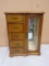 5 Drawer Wooden Jewelry Box w/ Glass Door on Side