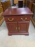 Cherry  Finish Side Table w/ Drawer and 2 Doors