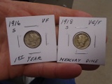1916 S Mint and 1918 S Mint Mercury Dimes
