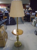 Beautiful Brass and Oak Floor Lamp- Works Good