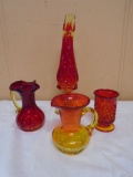 4 Pc. Group of Amberina Glass Including 2 Pitchers and Vase