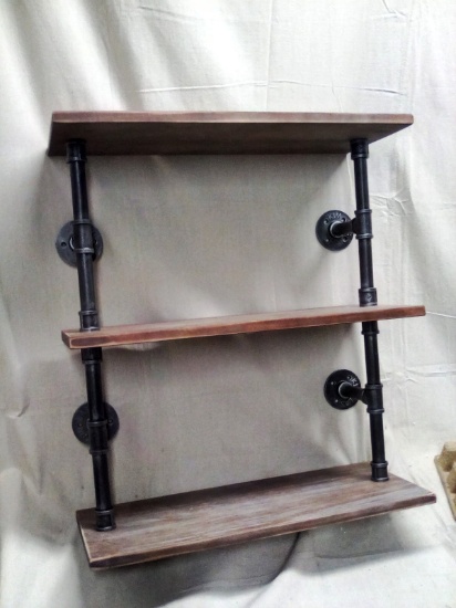 Industrial Pipe and Wood Wall Shelf