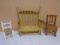 Wooden Doll Loveseat & 2 Wooden Doll Chairs
