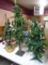 Group of 3 Small Pre-Lit and decorated Christmas Trees