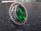German Silver and Emerald Quartz Ring