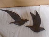 Pair of Dark Brown Bird 3-D Wall Hangers