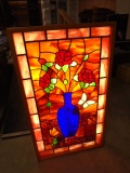 Oask Framed Lighted Stained Leaded Glass Décor Piece