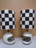Matching Pair of Racing Helemet Lamps
