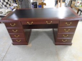 Large Cherry Finish Desk w/ Inlayed Top
