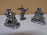 3pc Group of Pewter Rabbits