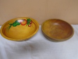 2 Vintage Wooden Bowls