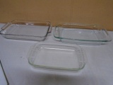 3pc Group of Like New Pyrex Glass Baking Dishes