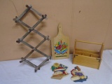 Wooden Silverware Holder-Handpained Cuttind Board-Wall Plaques-Wooden Towel  Holder