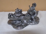 Limted Edition Numbered Pewter Santa in Canoe