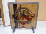 Frank Lloyd Wright Stained Glass Piece w/ Stand and Box